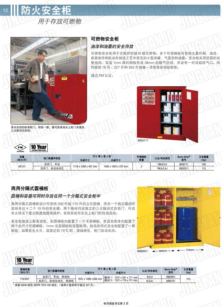 美國杰斯瑞特，防火安全柜，justrite防火柜，justrite安全柜，防爆柜justrite,8930201,1F1995